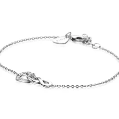 Outlet Zinzi zilveren armband met Infinity teken verbonden met een open hart, bezet met witte zirconia's 17-19cm ZIA2596