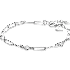 New Zinzi zilveren armband paperclip schakel rond zirconia 17-20 cm ZIA2079