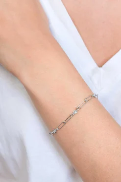 New Zinzi zilveren armband paperclip schakel rond zirconia 17-20 cm ZIA2079