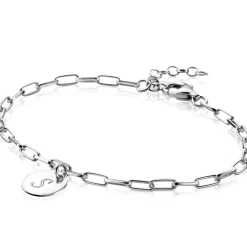 Best Zinzi zilveren armband paperclip schakel rond plaatje ZIA2166