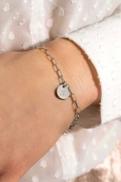Best Zinzi zilveren armband paperclip schakel rond plaatje ZIA2166