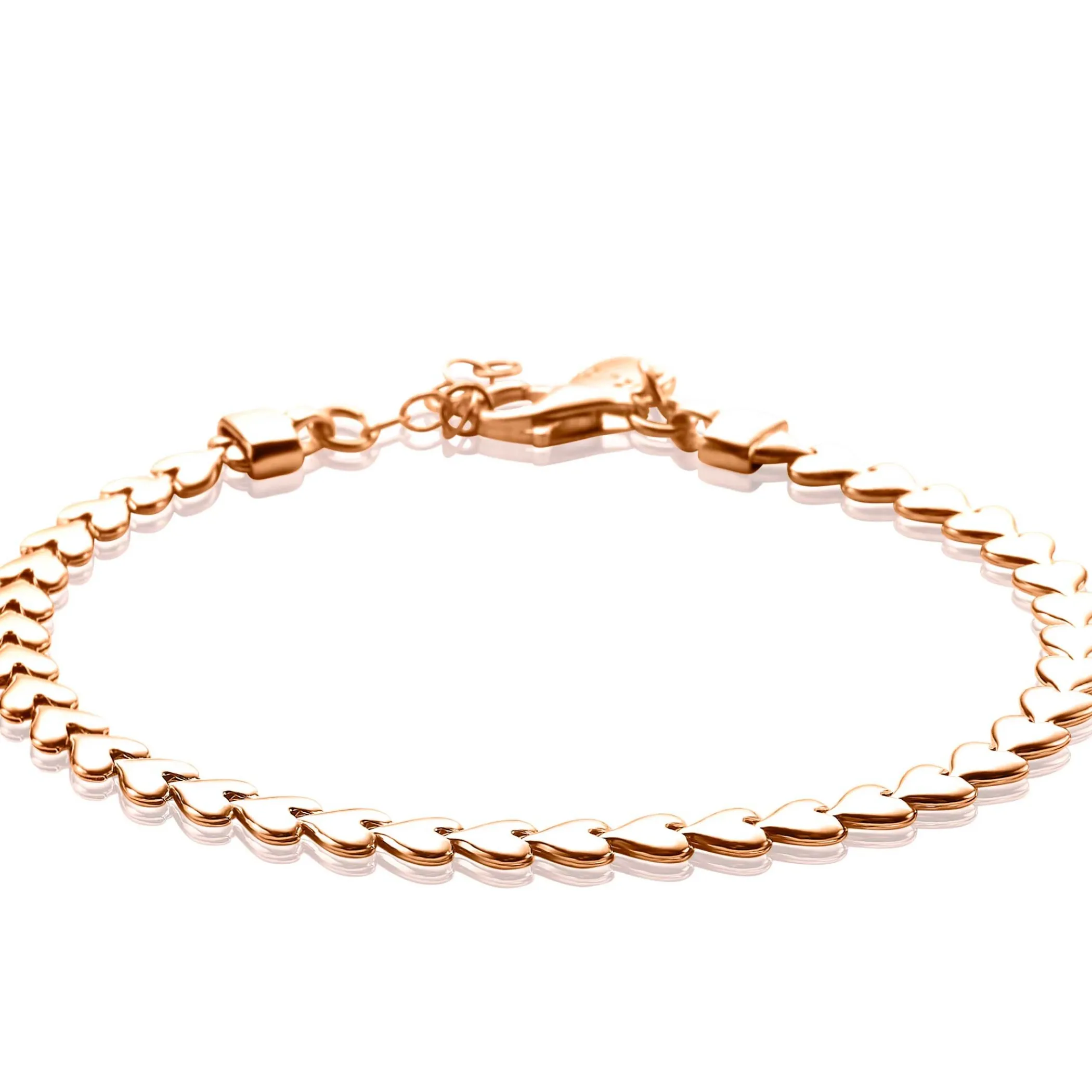 Best Zinzi zilveren armband rosé verguld hartjes 4,5mm breed ZIA1798R