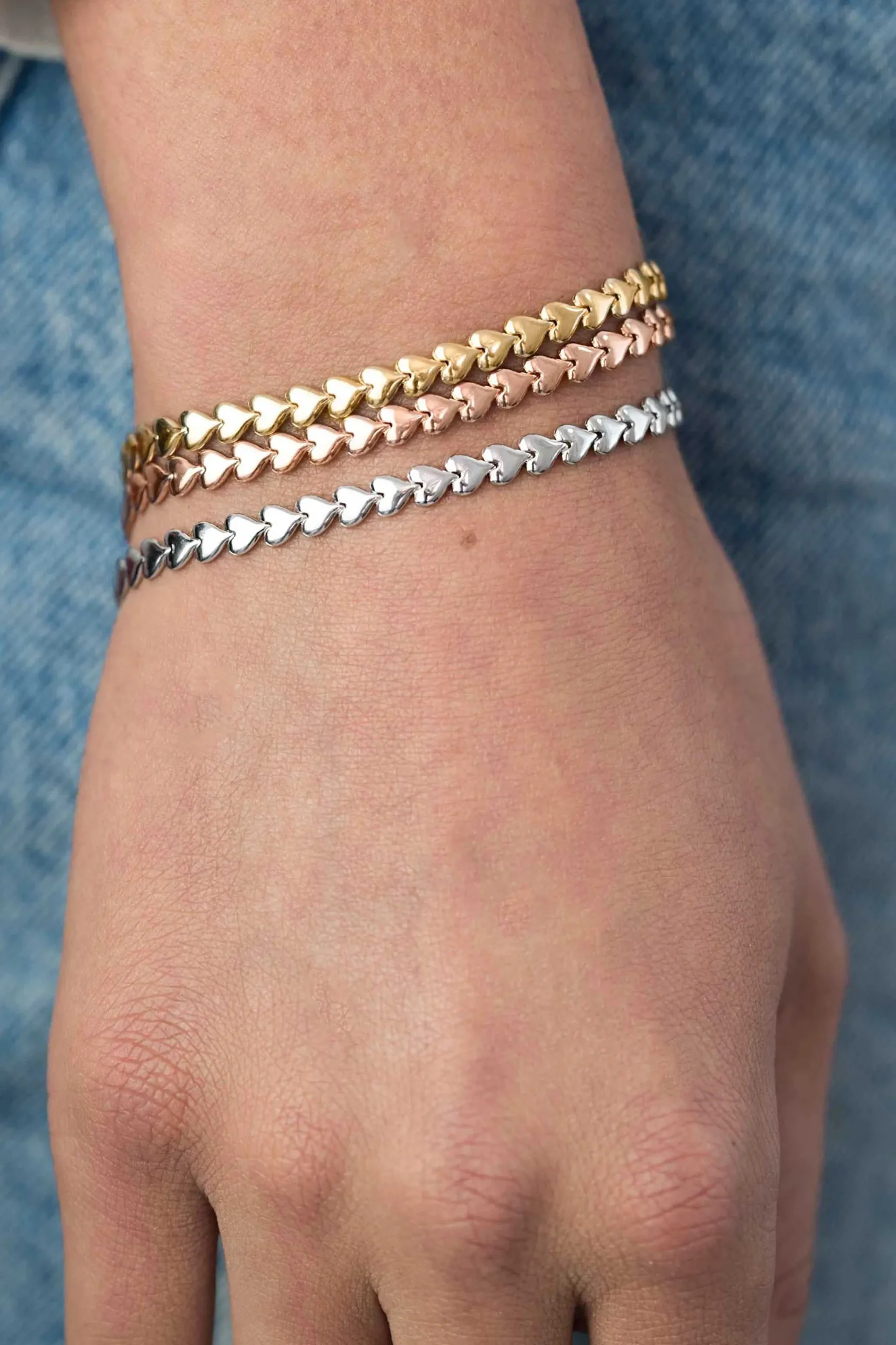 Best Zinzi zilveren armband rosé verguld hartjes 4,5mm breed ZIA1798R