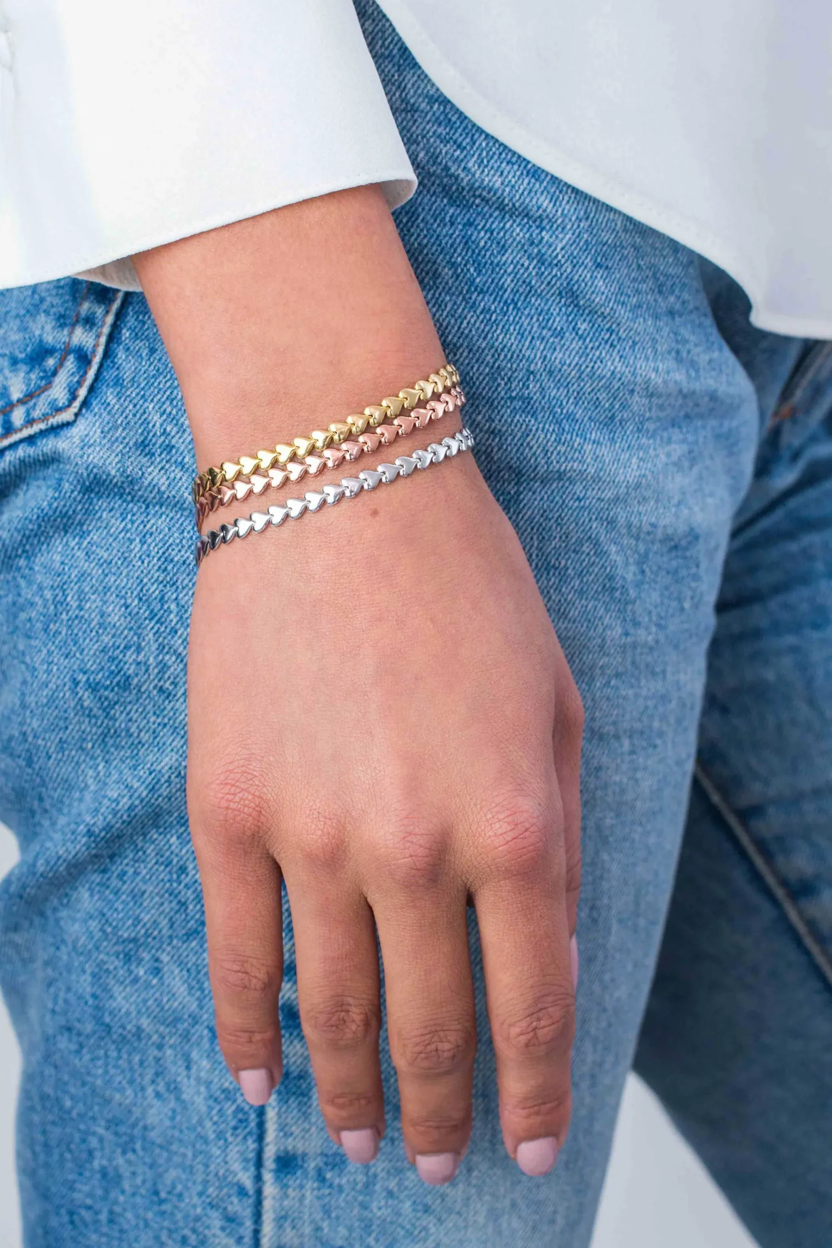 Best Zinzi zilveren armband rosé verguld hartjes 4,5mm breed ZIA1798R