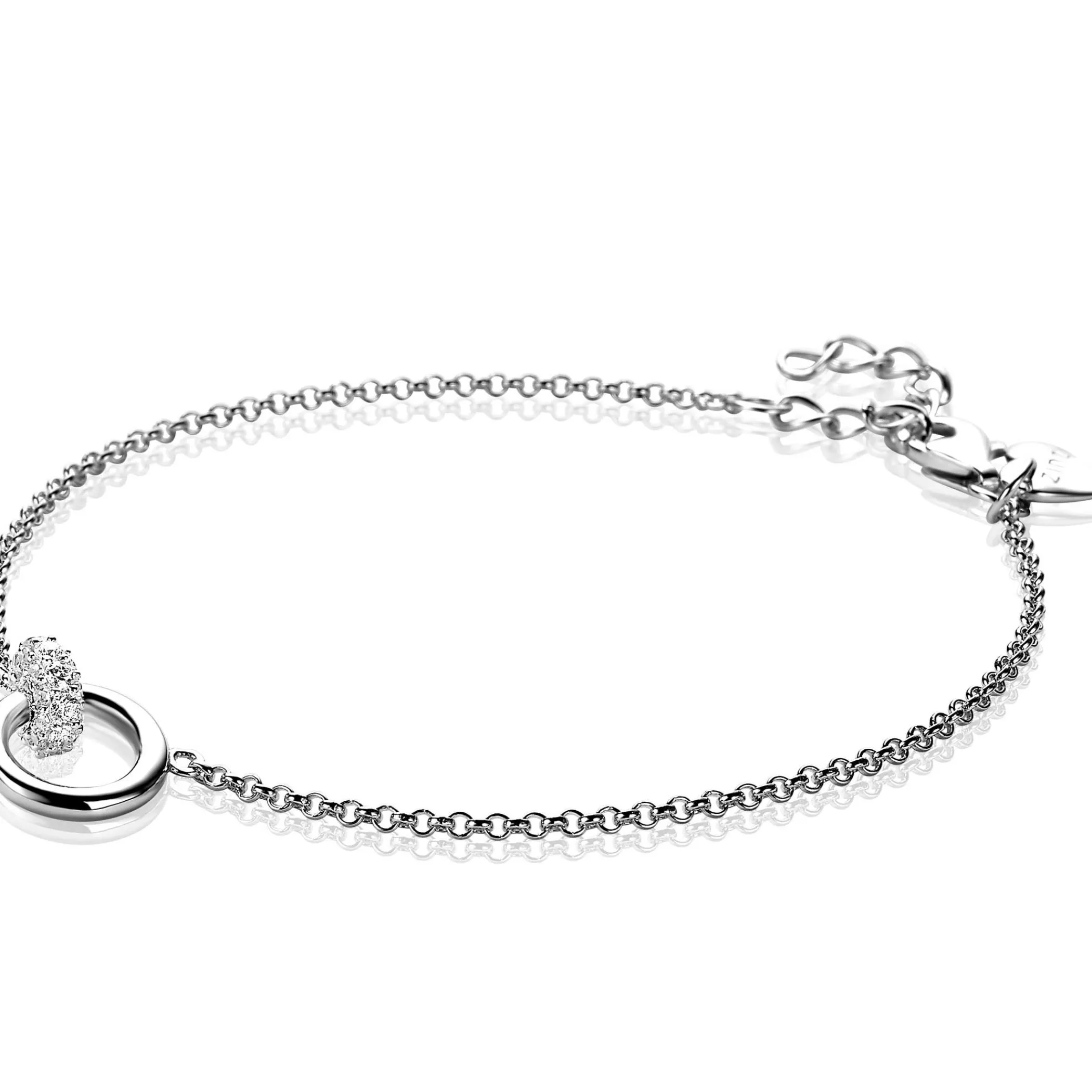 New Zinzi zilveren armband rond wit ZIA1830