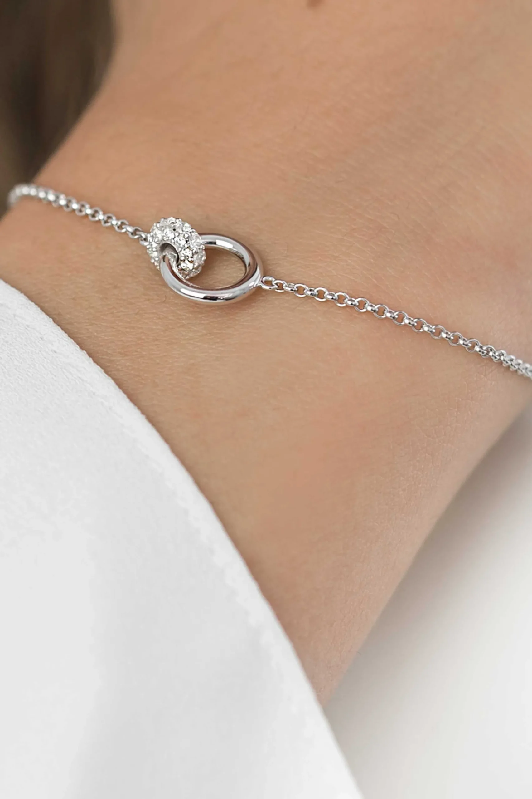 New Zinzi zilveren armband rond wit ZIA1830