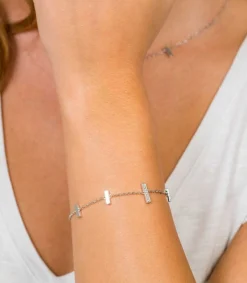 Outlet Zinzi zilveren armband staafjes wit ZIA1762