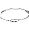 New Zinzi zilveren bangle armband cross-over wit zirconia met scharniersluiting ZIA1971