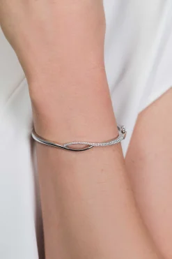 New Zinzi zilveren bangle armband cross-over wit zirconia met scharniersluiting ZIA1971