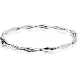 Best Zinzi zilveren bangle armband met gedraaide buis 4mm met luxe scharniersluiting ZIA2756