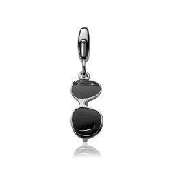 Clearance Zinzi zilveren bedel zwarte zonnebril CHARM212Z