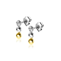Sale Zinzi zilveren bicolor oorstekers (8mm) met drie bolletjes onder elkaar ZIO2393