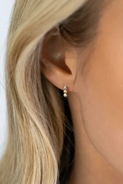 Sale Zinzi zilveren bicolor oorstekers (8mm) met drie bolletjes onder elkaar ZIO2393