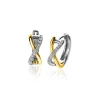 Online Zinzi zilveren bicolor oorringen cross-over met witte zirconia's 15x5mm ZIO2234