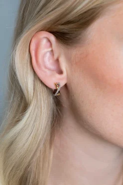 Online Zinzi zilveren bicolor oorringen cross-over met witte zirconia's 15x5mm ZIO2234