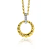 New Zinzi zilveren bicolor ronde hanger 15mm gedraaid motief, hangoog bezet met witte zirconia's ZIH2403Y (zonder collier)
