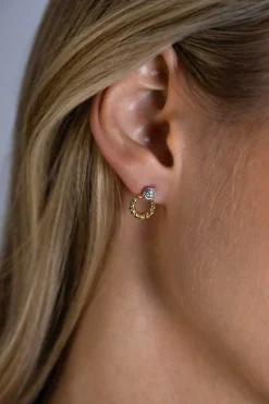 Sale Zinzi zilveren bicolor ronde oorstekers 12mm gedraaid motief, bezet met witte zirconia's ZIO2390Y