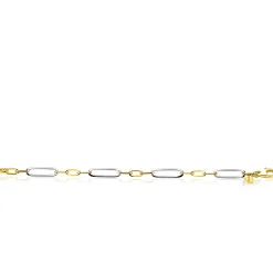Outlet Zinzi zilveren bicolor schakelarmband met ovale schakels 7mm breed ZIA2752