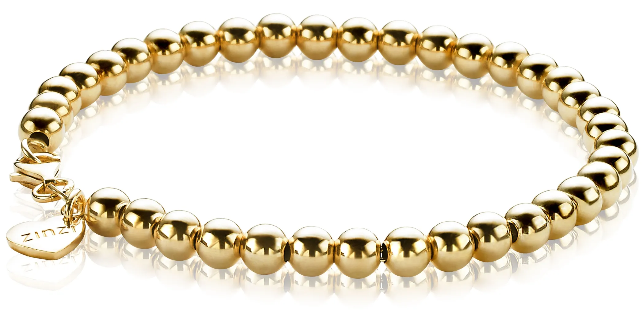 New Zinzi zilveren bolletjes armband geel verguld 4mm breed 17-20cm ZIA1010G