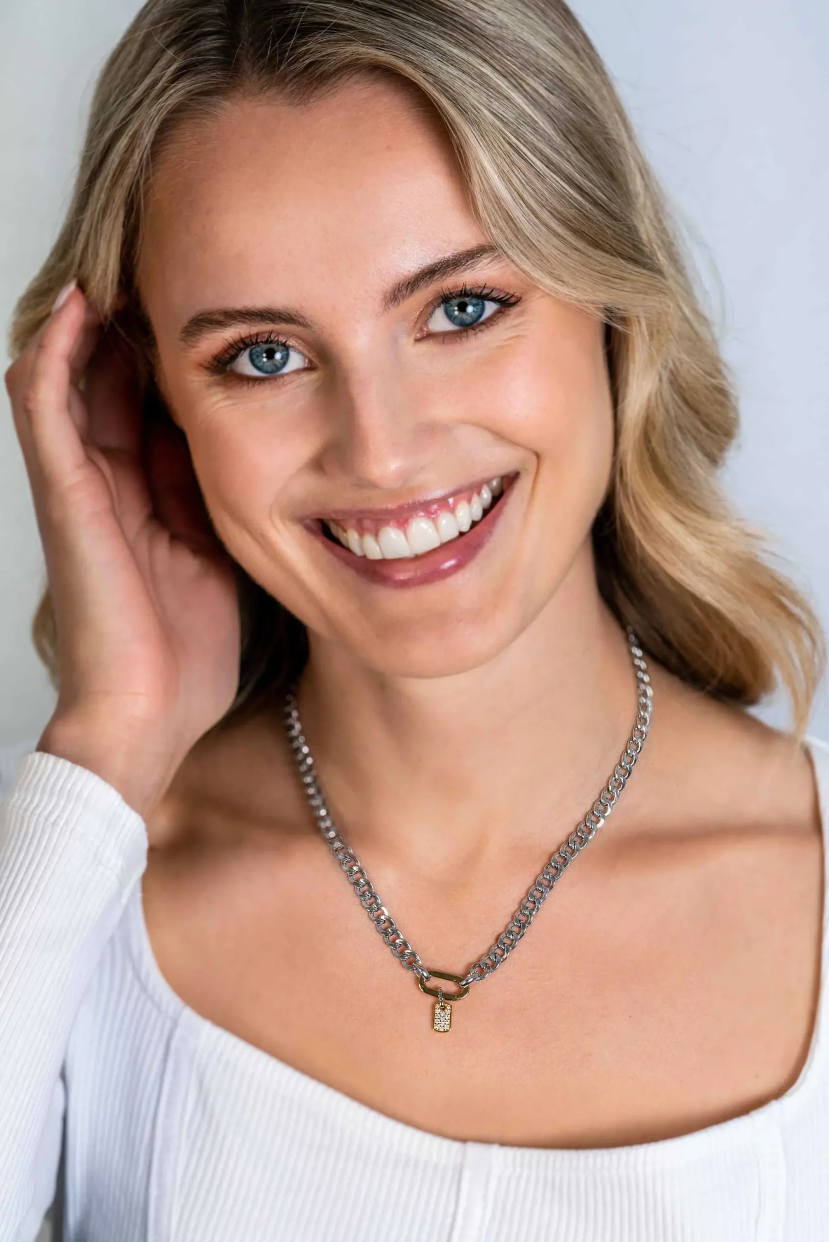Discount Zinzi zilveren brede gourmet ketting 42cm met ovale sluitring in 14K geel verguld ZIC2378