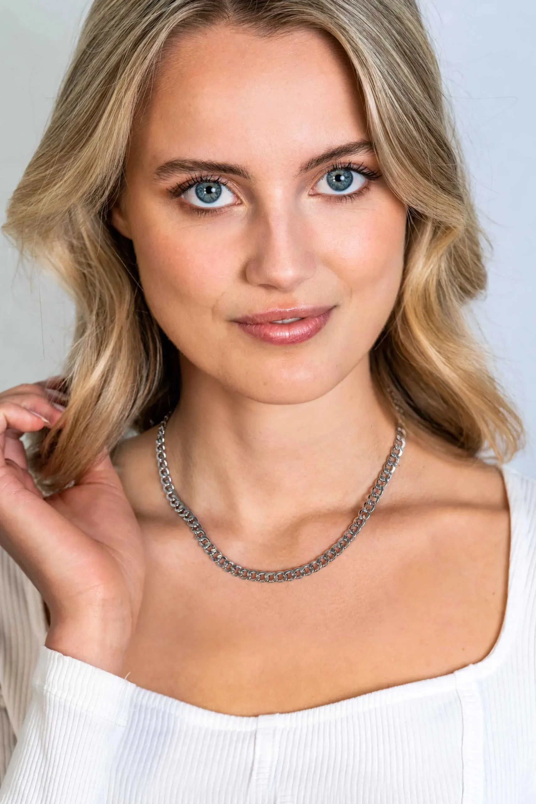 Discount Zinzi zilveren brede gourmet ketting 42cm met ovale sluitring in 14K geel verguld ZIC2378