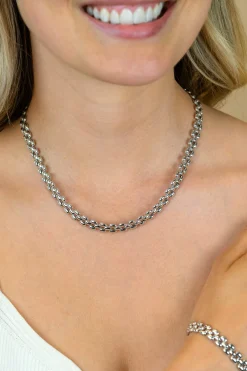 Best Zinzi zilveren brede rolex-style schakel-collier 8mm breed 43cm ZIC2764