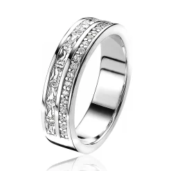 Sale Zinzi zilveren chique ring bezet met verschillende vormen witte zirconia's ZIR2118