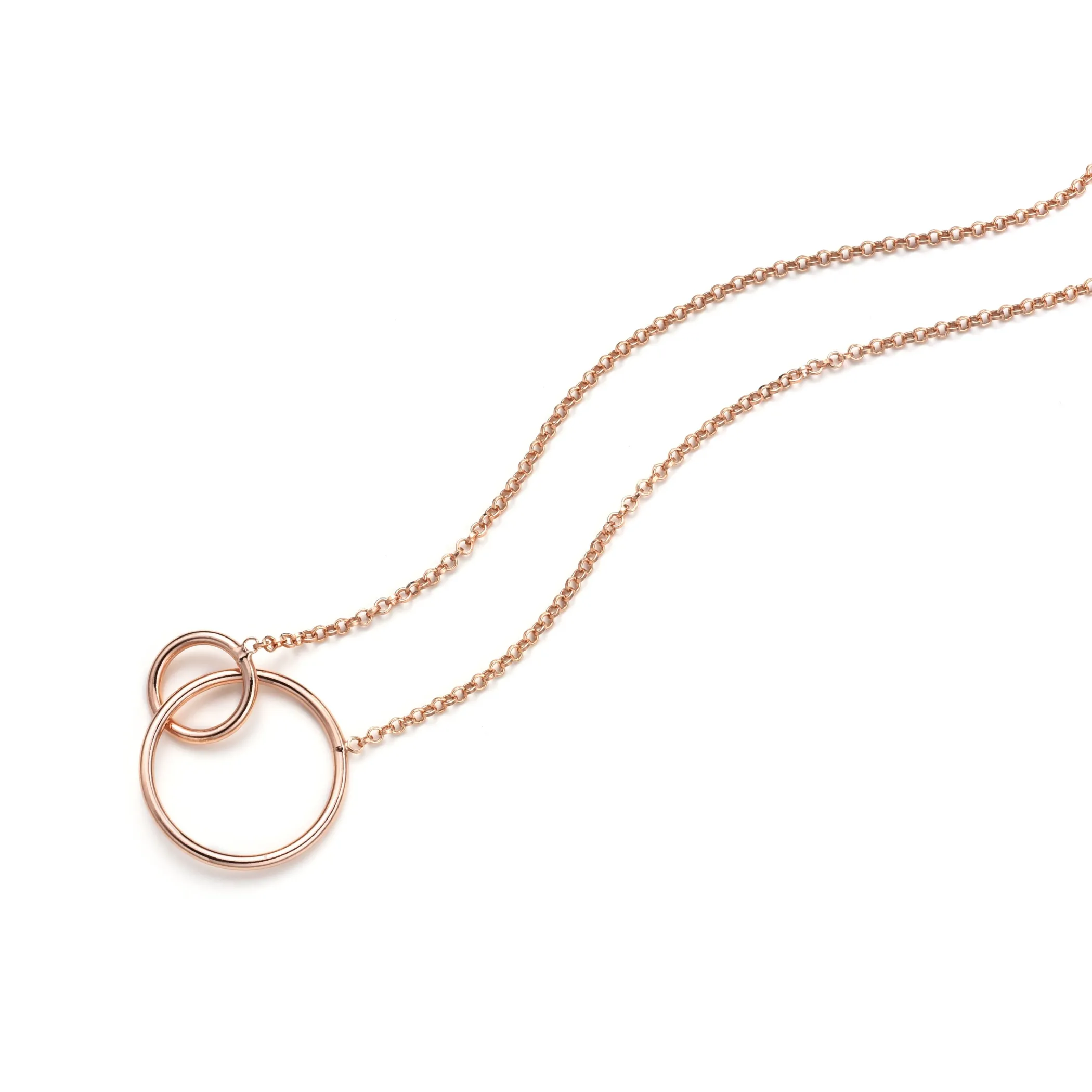 Online Zinzi zilveren collier rosé verguld ronde vormen 42-45cm ZIC1278R