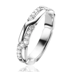 Online Zinzi zilveren cross-over ring (4mm breed), waarbij twee banen speels over elkaar heen lopen ZIR2399