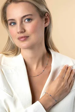 Online Zinzi zilveren fantasie armband met 5 blauwe donuts en glanzende bolletjes 17-19,5cm ZIA2511