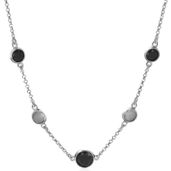 Clearance Zinzi zilveren fantasie collier met zwarte grijze kleurstenen 45cm ZIC1937