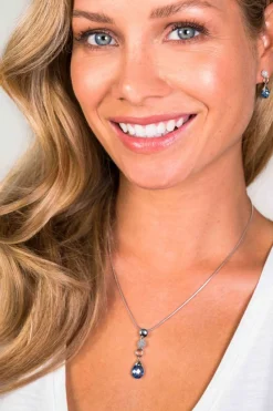 Sale Zinzi zilveren fantasie hanger druppel blauw wit ZIH1467 (zonder collier)