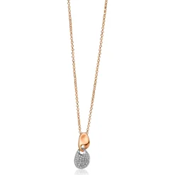 New Zinzi zilveren fantasie hanger rosé verguld paletvorm witte zirconia's ZIH1955 (zonder collier)