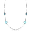 Discount Zinzi zilveren fantasie ketting met paperclip schakels en vier ronde zettingen bezet met licht blauwe en indigo blauwe kleurstenen 40-45cm ZIC2418