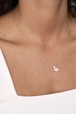 Hot Zinzi zilveren flamingo hanger in 14K rosé verguld wit 18mm ZIH2086 (zonder collier)
