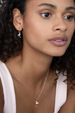 Hot Zinzi zilveren flamingo hanger in 14K rosé verguld wit 18mm ZIH2086 (zonder collier)
