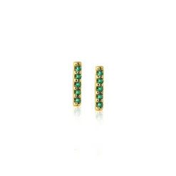 Best Zinzi zilveren geelvergulde oorknoppen staafje groen 8mm ZIO1689GG