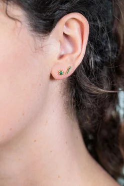 Online Zinzi zilveren geelvergulde oorknoppen 4mm groene kleursteen ZIO1177GG