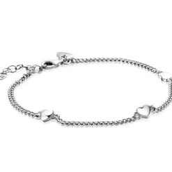 Discount Zinzi zilveren gourmet armband met drie glanzende hartjes 17-20cm ZIA2408