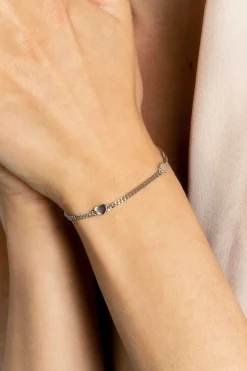 Discount Zinzi zilveren gourmet armband met drie glanzende hartjes 17-20cm ZIA2408