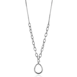 Best Zinzi zilveren gourmet collier met grotere ovale schakels en grote ovale hanger 40-45cm ZIC2481