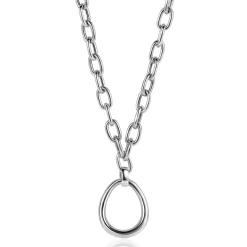 Best Zinzi zilveren gourmet collier met grotere ovale schakels en grote ovale hanger 40-45cm ZIC2481