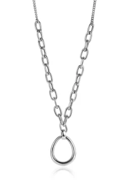 Best Zinzi zilveren gourmet collier met grotere ovale schakels en grote ovale hanger 40-45cm ZIC2481