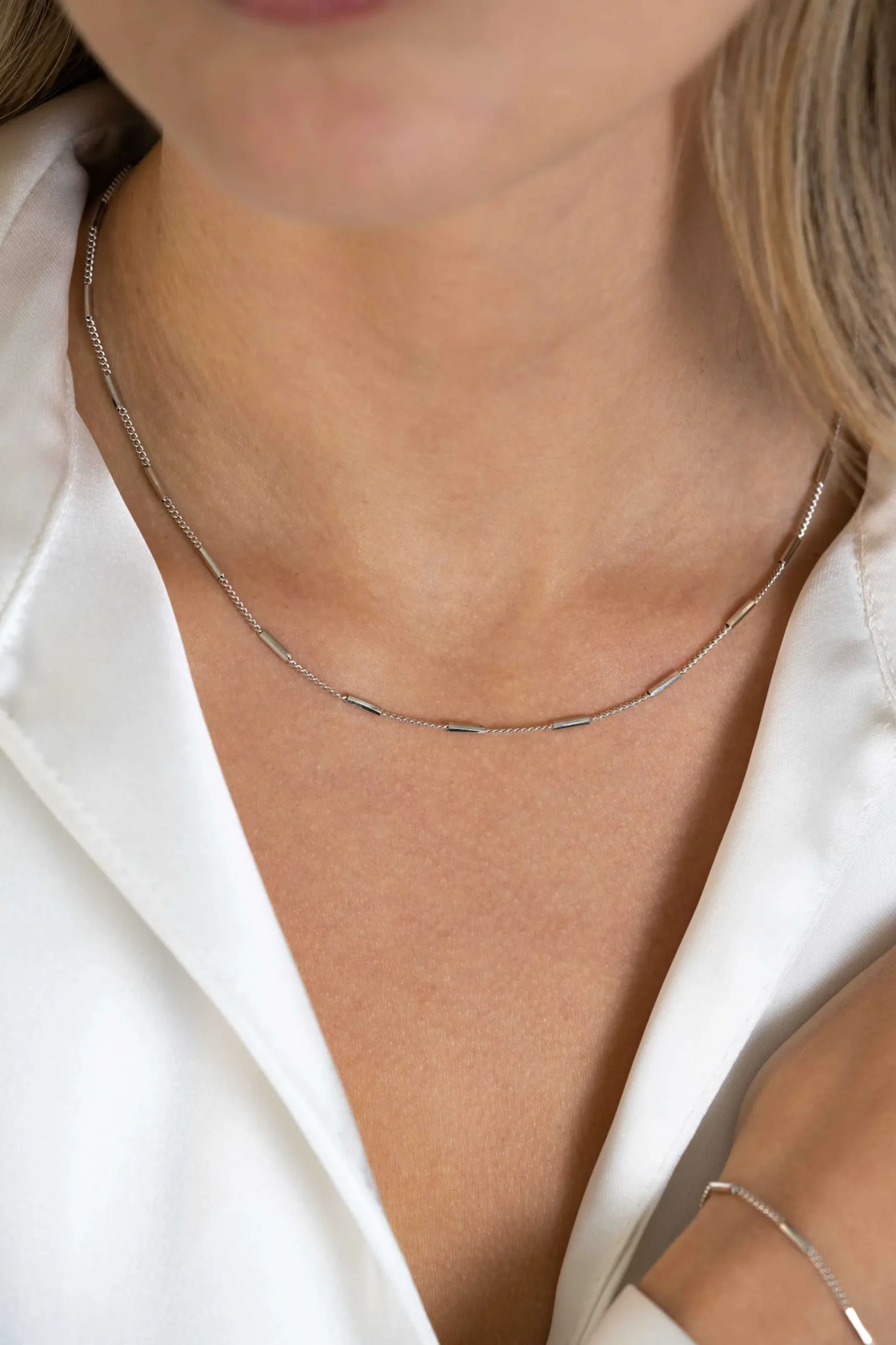 Outlet Zinzi zilveren gourmet ketting 45cm met staafjes 1,6mm breed ZIC2366
