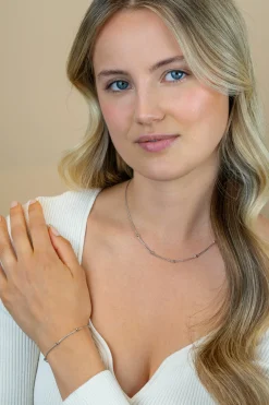 Hot Zinzi zilveren gourmet schakelarmband met vijf glanzende bolletjes (3mm breed) ZIA2714
