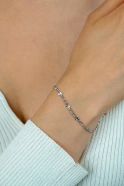 Online Zinzi zilveren gourmet schakelarmband met tien zonnestralen-plaatjes (3mm breed) ZIA2713