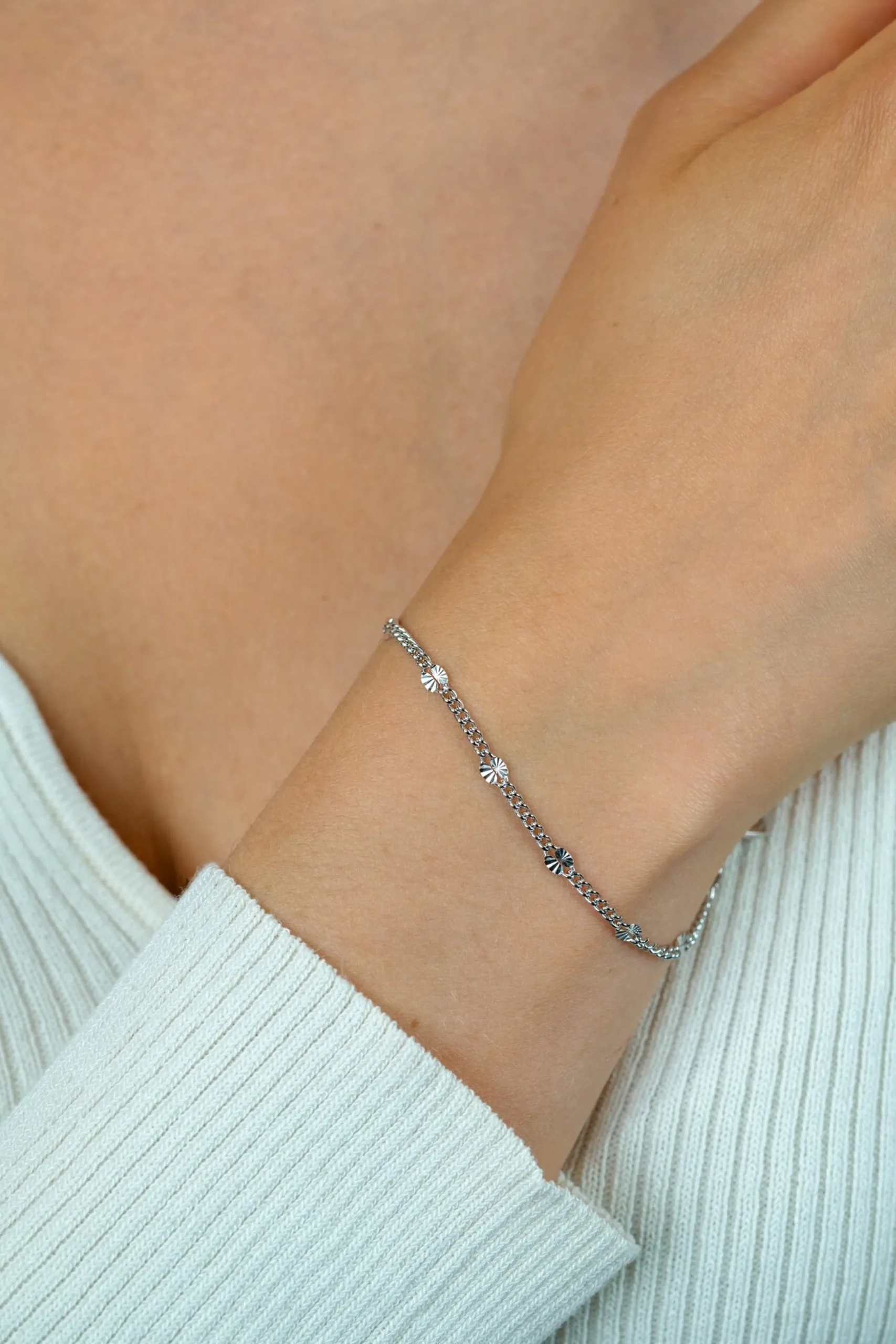 Online Zinzi zilveren gourmet schakelarmband met tien zonnestralen-plaatjes (3mm breed) ZIA2713