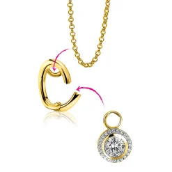 Clearance Zinzi zilveren handige hanger 14K geel verguld om je oorbedels aan een ketting te hangen ZIH1CHG