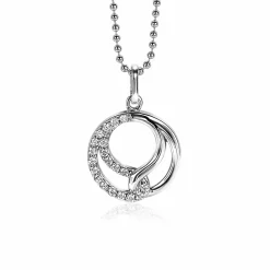 Sale Zinzi zilveren hanger 15 mm, symboliseert verbondenheid, witte zirconia's ZIH2119S (zonder collier)