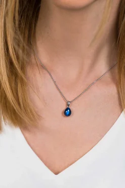 Discount Zinzi zilveren hanger blauw peervorm 20mm ZIH1934B (zonder collier)